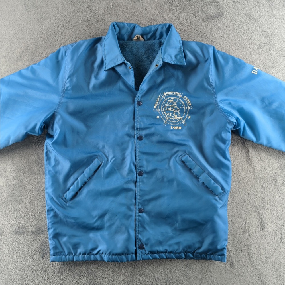 Vintage Birdie Coach Jacket Mens M‎ Blue Dracut Boosters Award 1980 Lined USA